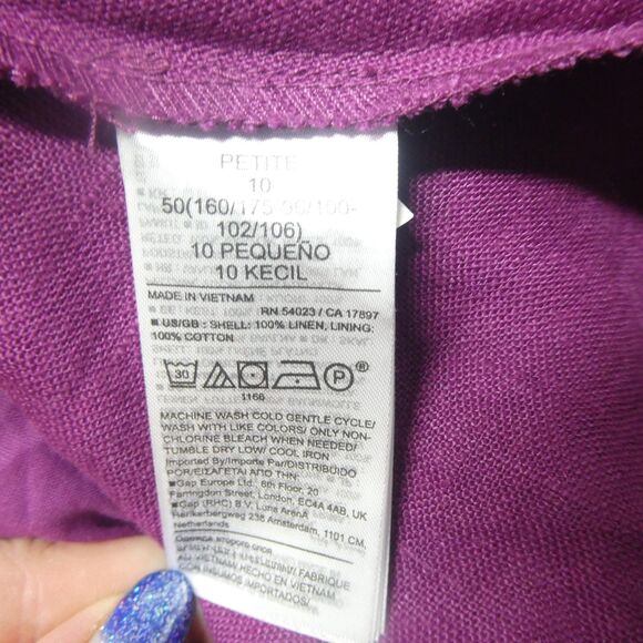 Banana Republic Mini Dress NWT 100% Linen 10 Petite Kenza Purple Berry - Picture 6 of 7